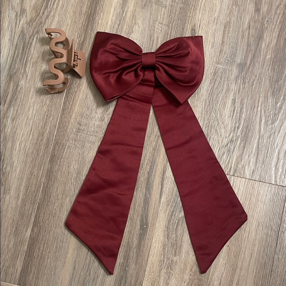 Elegant Burgundy Dress Bow